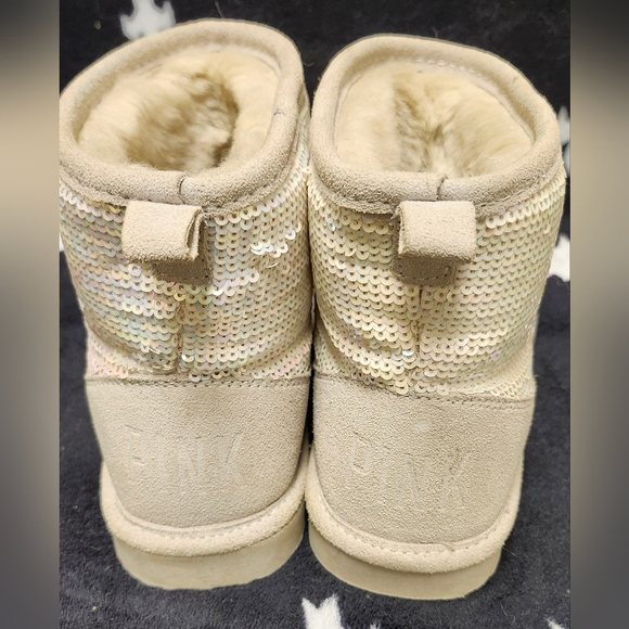 VS Pink Iridescent Bling Faux Fur Booties ✨️ - Picture 5 of 11